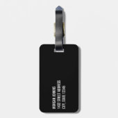 Étiquette À Bagage Blanc Noir Votre Motif Logo Ajouter un nom (Dos Vertical)