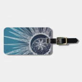 Étiquette À Bagage Blanc Sun Moon Mandala Blue Gradient Design (Devant horizontal)