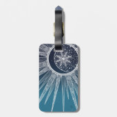 Étiquette À Bagage Blanc Sun Moon Mandala Blue Gradient Design (Dos Vertical)