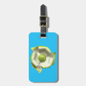Étiquette À Bagage Blanc Vert Printemps Fleur MOD Retro Bleu Fleur (Devant Vertical)