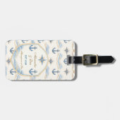 Étiquette À Bagage Blason de Mariage Personnalisé sur le Thème Nautiq (Devant horizontal)