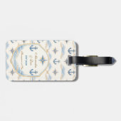 Étiquette À Bagage Blason de Mariage Personnalisé sur le Thème Nautiq (Dos horizontal)