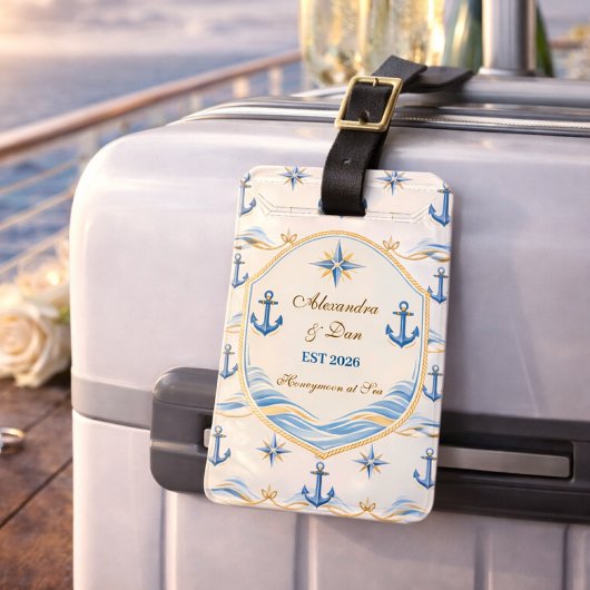 Étiquette À Bagage Blason de Mariage Personnalisé sur le Thème Nautiq