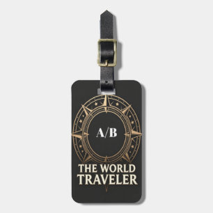 Étiquette À Bagage Blason de Voyageur du Monde Monogramme