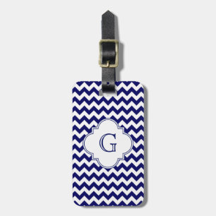 Étiquette À Bagage Blason Quatrefeuilles Blanc Marine