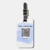 Étiquette À Bagage bleu aquarelle QR code scan ajouter texte personna (Devant Vertical)