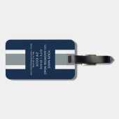 Étiquette À Bagage Bleu, argent et football rayé blanc Jersey (Dos horizontal)