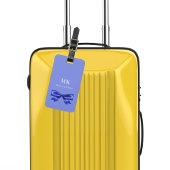 Étiquette À Bagage Bleu blanc arc monogramme initiales élégant