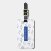 Étiquette À Bagage Bleu blanc Main dessinée Sea Shells Plage Été (Devant Vertical)