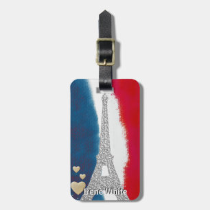 Étiquette À Bagage Bleu blanc rouge fait sur commande de Paris France