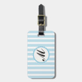 Étiquette À Bagage Bleu Bleu Bleu Bleu Blanc Personnalisé Monogramme (Devant Vertical)