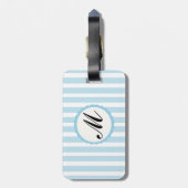 Étiquette À Bagage Bleu Bleu Bleu Bleu Blanc Personnalisé Monogramme (Dos Vertical)