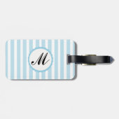 Étiquette À Bagage Bleu Bleu Bleu Bleu Blanc Personnalisé Monogramme (Dos horizontal)