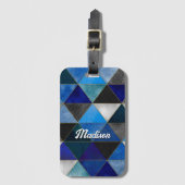 Étiquette À Bagage Bleu chic gris turquoise (Devant Vertical)