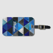 Étiquette À Bagage Bleu chic gris turquoise (Devant Horizontal)