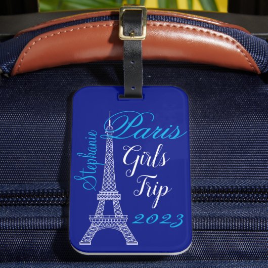Étiquette À Bagage Bleu Chic Paris Tour Eiffel Voyage pour filles (Insitu Rectoal 2)