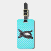 Étiquette À Bagage Bleu Chien à Chien à Chien Bleu Pois mignon (Devant Vertical)