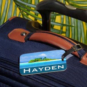 Étiquette À Bagage Bleu clair Ciel Tropical Île personnalisée
