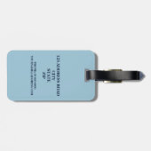 Étiquette À Bagage Bleu clair et monogramme de couronne de laurier de (Dos horizontal)