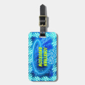 Étiquette À Bagage Bleu Clair Neon Piscine Lumineuse Eau Wave Palm (Devant Vertical)