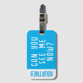 Étiquette À Bagage Bleu clair Nom personnalisé Moderne Gras Drôle (Devant Vertical)