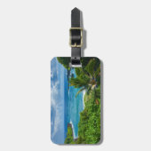 Étiquette À Bagage Bleu classique Hawaii Tropical Island Sea Palms (Devant Vertical)