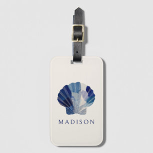 Étiquette À Bagage Bleu Coquillages Tropicaux Vacances Côtières
