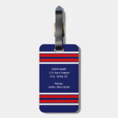 Étiquette À Bagage Bleu de marine avec Red White Strips Team Jersey (Dos Vertical)