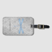 Étiquette À Bagage Bleu Dragonfly Damas (Devant Horizontal)