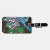 Étiquette À Bagage Bleu Dragonfly Repose Sur L'Ail Sauvage (Devant horizontal)