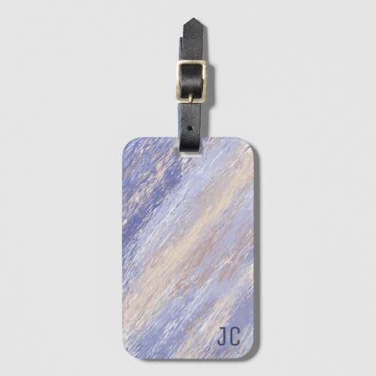 Étiquette À Bagage Bleu et beige Abstrait et embrouillé (Devant Vertical)