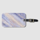 Étiquette À Bagage Bleu et beige Abstrait et embrouillé (Devant Horizontal)