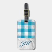 Étiquette À Bagage Bleu et blanc À damiers Buffalo Plaid (Devant Vertical)