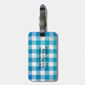 Étiquette À Bagage Bleu et blanc À damiers Buffalo Plaid (Dos Vertical)