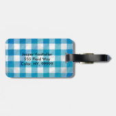 Étiquette À Bagage Bleu et blanc À damiers Buffalo Plaid (Dos horizontal)