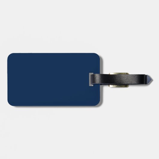 Étiquette À Bagage Bleu et blanc de la Marine, Monogramme moderne (Dos horizontal)