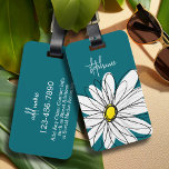 Étiquette À Bagage Bleu et Jaune de marguerite Whimsical Texte person<br><div class="desc">Un morceau d'art zen et fantaisiste,  hipster. Vous pouvez ajouter un nom,  un monogramme ou un autre texte personnalisé. Si vous avez besoin de déplacer l'art autour,  cliquez sur le bouton personnaliser pour apporter des modifications.</div>
