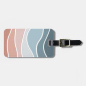 Étiquette À Bagage Bleu et rose style rétro vagues design (Devant horizontal)