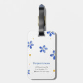 Étiquette À Bagage Bleu Floral Aquarelle Grand-mère (Dos Vertical)