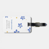 Étiquette À Bagage Bleu Floral Aquarelle Grand-mère (Dos horizontal)