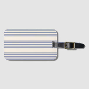 Étiquette À Bagage Bleu gris et beige cinq rayures motif