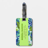 Étiquette À Bagage Bleu hawaïen de chaux de fille de danse (Dos Vertical)