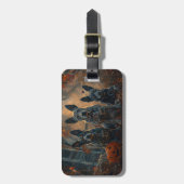 Étiquette À Bagage Bleu Heeler Halloween nuit chien délice (Devant Vertical)