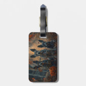 Étiquette À Bagage Bleu Heeler Halloween nuit chien délice (Dos Vertical)