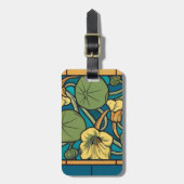 Étiquette À Bagage Bleu jaune Nasturtium Fleur Nouveau Motif (Devant Vertical)