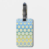 Étiquette À Bagage Bleu joyeux à motif jaune (Dos Vertical)