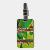 Étiquette À Bagage Bleu libellule et fleurs (Devant Vertical)