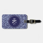 Étiquette À Bagage Bleu marine fait sur commande de monogramme de (Devant horizontal)