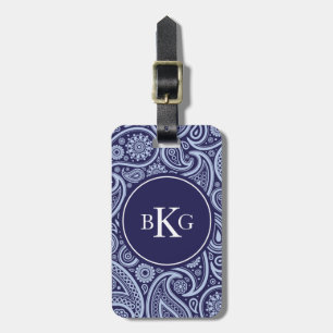 Étiquette À Bagage Bleu marine fait sur commande de monogramme de
