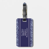 Étiquette À Bagage Bleu marine fait sur commande de monogramme de (Dos Vertical)